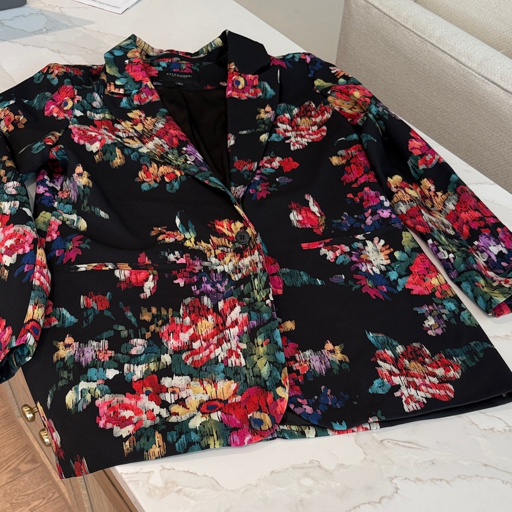Floral Black Blazer - Women's Jacket
